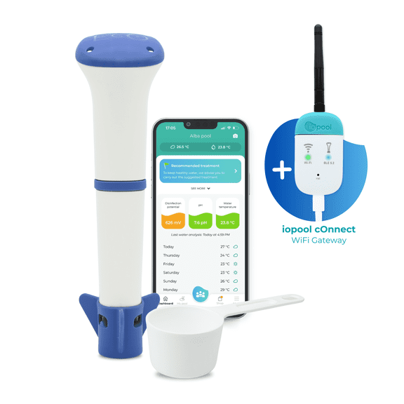 iopool Smart Water Monitor - Works for Saltwater, Chlorine, Bromine Pools, Hot Tubs, & Swim Spas - Gives Precise Dosage Recommendations !