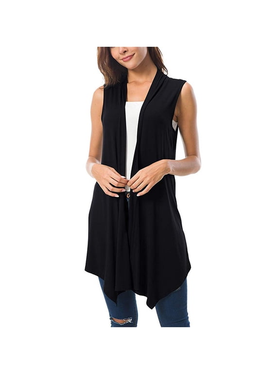 cardigan sweaters for women women's sleeveless draped open front cardigan vest asymmetric hem women blouse womens tops