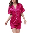 thumbnail image 1 of iopqo pajamas for women womens silk satin pajamas set two-piece sleepwear loungewear button-down setswomens pajama sets lounge sets for women 2 piece QE XL, 1 of 4