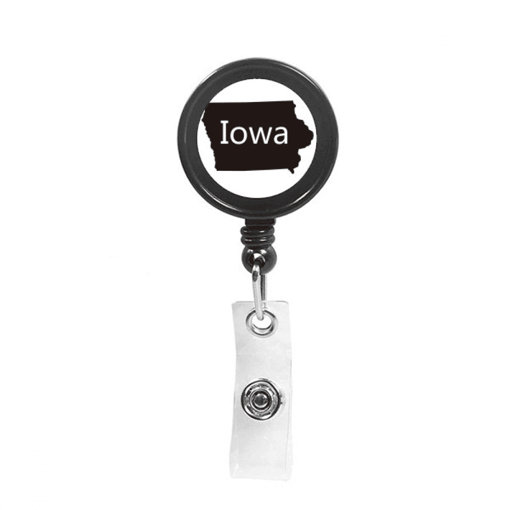 iowa ameusa map outline Retractable Keychain Badge Holder ID Badge
