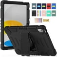 thumbnail image 1 of for ipad 10th Generation 10.9 inch 2022, 3 Layer Protection Heavy Duty Rugged Protective Cover with Built-in Stand Silicone Rubber Shockproof for 10.9" iPad 10th Generation, Black, 1 of 7