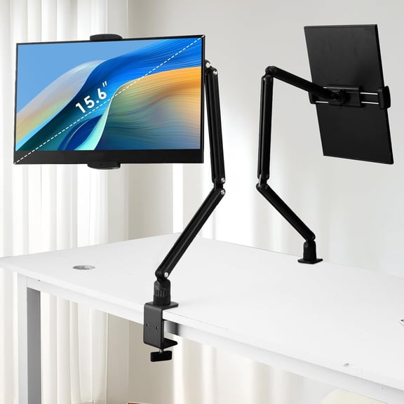 for ipad Tablet Stand Holder for Desk,Portable Monitor Stand Holder 15.6'' Max,for ipad Tablet Mount Arm with Upgraded Screws/360Rotate Base,Fits for Kindle,Tabs 12.9'' Max(Not Over 2.65lb)