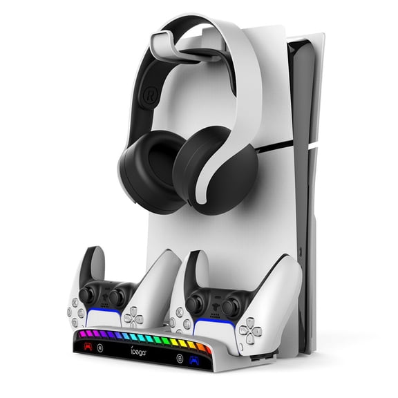 ipega PS5 Slim Wall-Mounted Multifunctional Bracket - Space-Saving Console Holder for Disc & Digital Editions, Tool-Free Installation | PS5 Slim Accessories