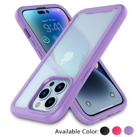 For iphone 14 Phone Case, Ebizware Heavy Duty Shockproof Clear Back Case [Military Grade Drop Tested] Dual Layer Full Body Protective Cover for Apple iphone 14 - Purple
