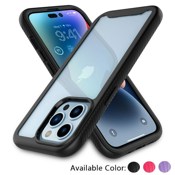For iphone 14 Plus Phone Case, Ebizware Heavy Duty Shockproof Clear Back Case [Military Grade Drop Tested] Dual Layer Full Body Protective Cover for Apple iphone 14 Plus - Black