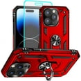 thumbnail image 1 of for iphone 14 Pro Case, iphone 14 Pro Phone Case with HD Screen Protector, [Military Grade 16ft. Drop Tested] Ring Shockproof Protective Phone Case for iphone 14 Pro,Red, 1 of 7