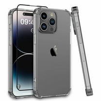iphone 15 Clear Case with Tempered Glass Screen Protector, Non-Yellowing Full Body Protective Slim Bumper Shockproof Phone Case Cover for Apple iphone 15 6.1". -Clear