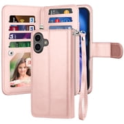 iphone 16 Plus Phone Case, Leather Wallet Case for Apple iphone 16 Plus, Ebizware Credit Card Cash Holder Folio Flip [Detachable] Kickstand Magnetic Cover & Lan