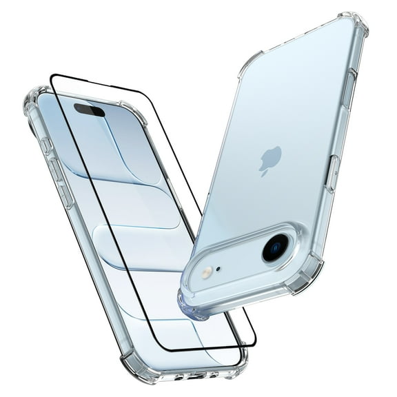 For iphone 17 Air Case Clear with Screen Protector, Military Grade Drop Protection Anti Yellowing Clear Phone Case for iphone 17 Air 6.5", Tekcoo Shockproof Rugged Bumper Slim Cover - Clear