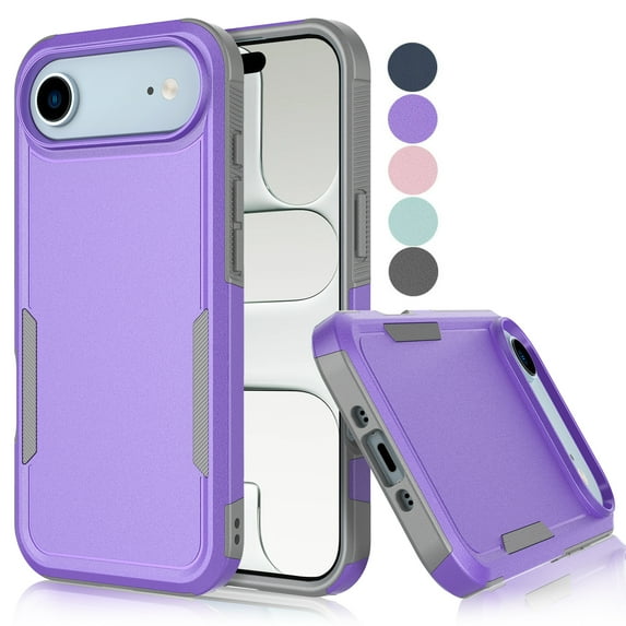 For iphone 17 Air Case, Shockproof Heavy Duty Rugged Cell Phone Case for iphone 17 Air Cover, Tekcoo Military Grade Full Body Protection Dual Layer Sturdy Durable Cute Bumper - Purple