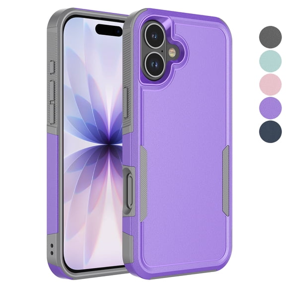 For iphone 17 Case, Ebizware Heavy Duty Rugged Shockproof Phone Case [Military Grade Drop Tested] Dual Layer Full Body Protective Bumper for Apple iphone 17 Cover - Purple