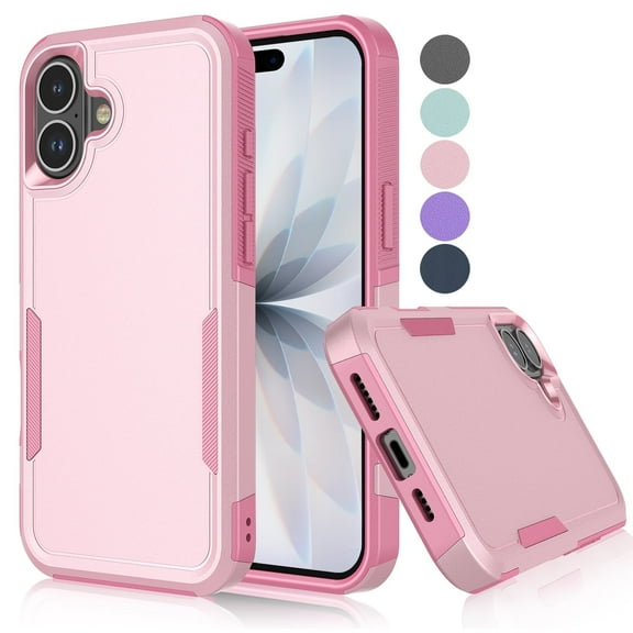 For iphone 17 Case, Shockproof Heavy Duty Rugged Cell Phone Case for Apple iphone 17 Cover, Tekcoo Military Grade Full Body Protection Dual Layer Sturdy Durable Cute Bumper - Rose Gold