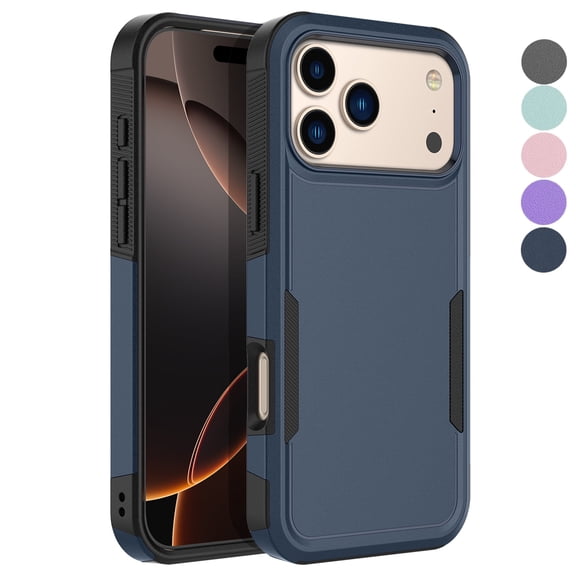 For iphone 17 Pro Case, Ebizware Heavy Duty Rugged Shockproof Phone Case [Military Grade Drop Tested] Dual Layer Full Body Protective Bumper for Apple iphone 17 Pro Cover - Navy Blue