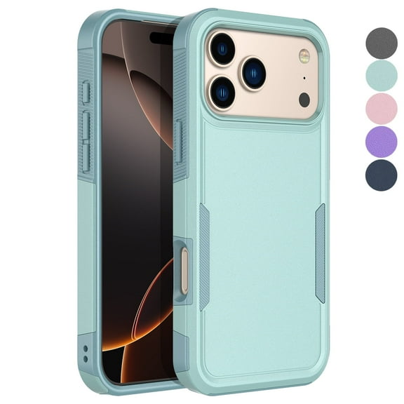 For iphone 17 Pro Case, Ebizware Heavy Duty Rugged Shockproof Phone Case [Military Grade Drop Tested] Dual Layer Full Body Protective Bumper for Apple iphone 17 Pro Cover - Mint Green