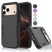 For iphone 17 Pro Case, Shockproof Heavy Duty Rugged Cell Phone Case for Apple iphone 17 Pro Cover, Tekcoo Military Grade Full Body Protection Dual Layer Sturdy Durable Cute Bumper - Black