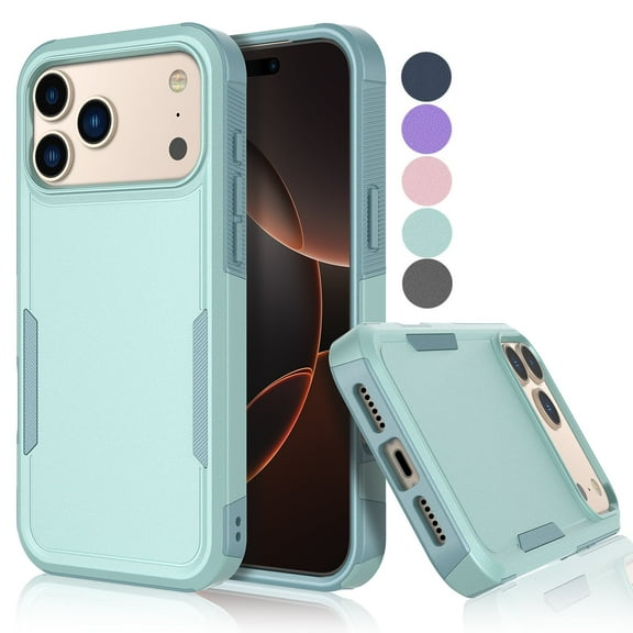 For iphone 17 Pro Case, Shockproof Heavy Duty Rugged Cell Phone Case for Apple iphone 17 Pro Cover, Tekcoo Military Grade Full Body Protection Dual Layer Sturdy Durable Cute Bumper - Mint