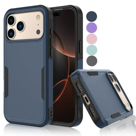 For iphone 17 Pro Max Case, Shockproof Heavy Duty Rugged Cell Phone Case for iphone 17 Pro Max Cover, Tekcoo Military Grade Full Body Protection Dual Layer Sturdy Durable Cute Bumper - Blue