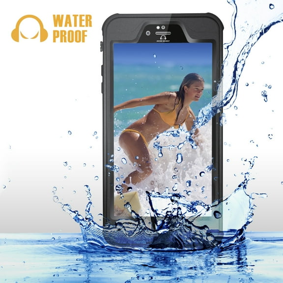 iphone 6 plus / 6s plus waterproof case, gearshield sport waterproof, dust proof, snow proof protective case with anti-reflective lens for high quality photos, ip68 certified waterproof