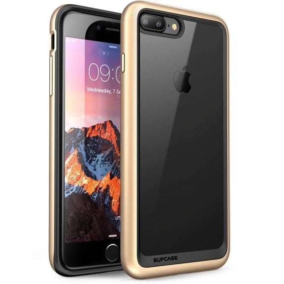iphone 7 plus case, iphone 8 plus case, supcase unicorn beetle style premium hybrid protective clear case for apple iphone 7 plus 2016 / iphone 8 plus 2017 (gold)