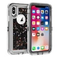 thumbnail image 1 of iphone XS/X 5.8inch case,3 in 1 Hard Clear Detachable Sparkle Dynamic Drift Sand Blink Flow Sand Glitter Heart-Shape Quicksand & Paillette Back Clear Hourglass Case Cover(Black), 1 of 7