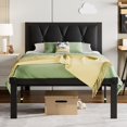 thumbnail image 1 of ipormis Twin Size Metal Platform Bed Frame,Faux Leather Button Tufted Headboard&12" Underbed Storage, No Box Spring Needed, Easy Assembly, Black, 1 of 9