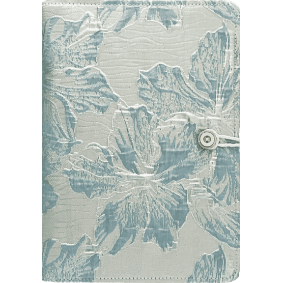 ipoul Blue Notebook, Refillable Journal, A5 Binder 6 Ring, Ruled Paper, Embroidery Cover, 6"x8", Budget Planner, Journal for Women, Lily Flower