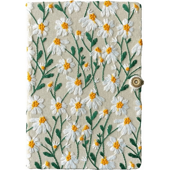 ipoul Cute Sketchbook, Daisy Gifts, Hardcover Notebook, Lay-flat, A5, 8"x6", Floral, Pretty Journal for Women, White Daisy