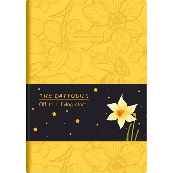 ipoul Daffodil Gifts, Yellow Notebook, A5, 6"x8", Wide Ruled, PU Leather, Softcover, Writing Journal for Women