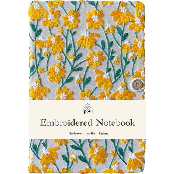 ipoul Daisy Gift, Flower Notebook, Beautiful Journals for Women, 8"x6", Hardcover, Lay Flat, A5, Yellow