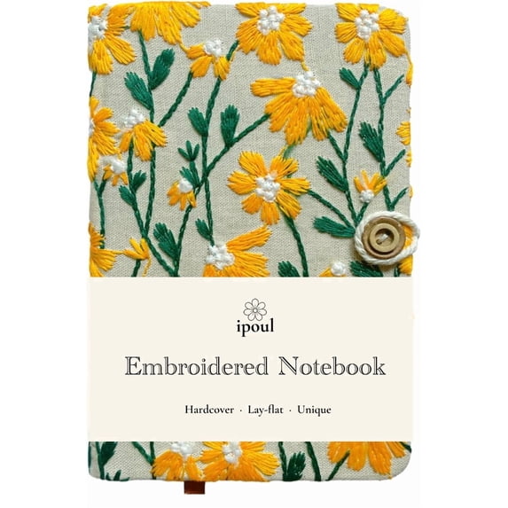 ipoul Daisy Gifts for Women, A6, Pocket Sketchbook, 4x6, Hardcover, Lay Flat, Cute Notebooks, Pretty Journal, Yellow