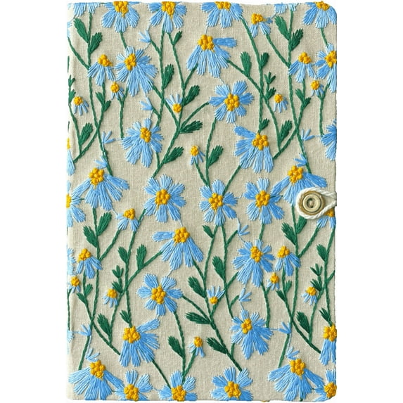 ipoul Graph Paper Notebook, Hardcover, Lay Flat, A5, 8"x6", Grid Paper, Flower Journal, Pretty, Daisy Gifts for Women, Blue