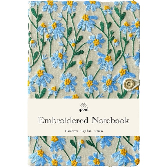 ipoul A5 Sketchbook, Flower Notebook, Daisy Gifts for Women, 8"x6", Hardcover, Lay Flat, Blue Daisy