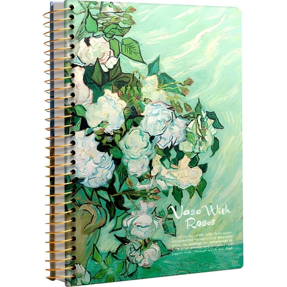 ipoul Large Spiral Notebook, B5, 8x10, Big, Hardcover, Lay-flat, Lined, Van Gogh Roses