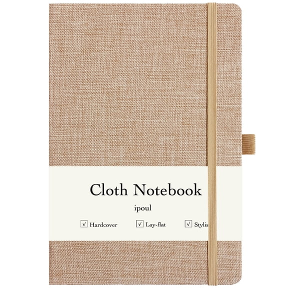 ipoul Linen Journal, A5, 8x6, Ruled Notebook, Journal for Writing, Hardcover, Lay Flat, Pink