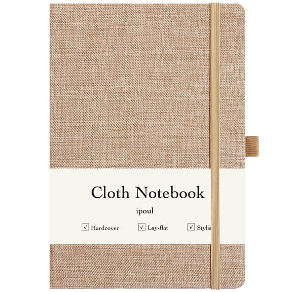 ipoul Linen Journal, A5, 8x6, Ruled Notebook, Journal for Writing, Hardcover, Lay Flat, Pink