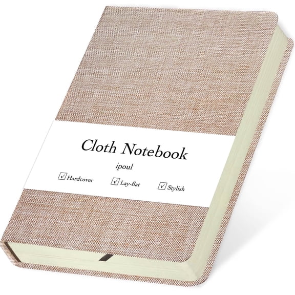 ipoul Linen Notebook, College Ruled, Hardcover, Lay Flat, B6, Small, 5x7, Thick, 100gsm, Pink, Journal for Study, Office, Writing