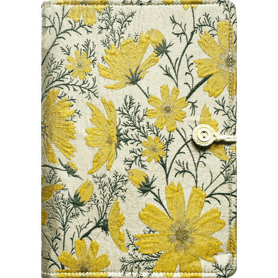 ipoul Refillable Journal, A5 Binder 6 Ring, Ruled Paper, Embroidery Fabric Cover, Budget Planner, Journal for Women, Yellow Daisy