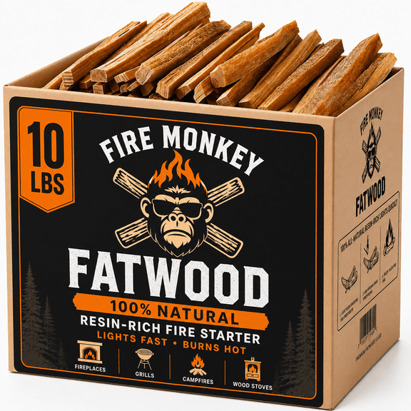 Fatwood Fire Starter Sticks 10 LB Box, Perfect for Fireplace, Fire Pit, Grill, Campfire and Wood Stove