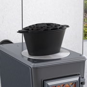 FireBeauty Cast Iron Wood Stove Steamer 2.3 Quart Rust-Resistant Humidifier with Lattice Top Chicken Design for Home Heating & Aromatherapy