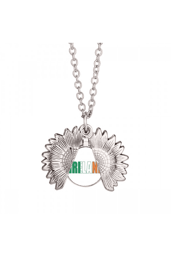 ireland country flag name sunflower necklace pendant locket jewelry