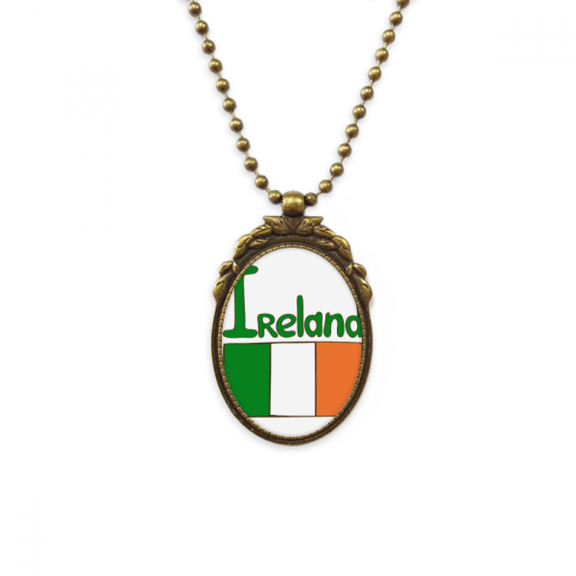 ireland national flag green pattern antique necklace vintage bead pendant keychain