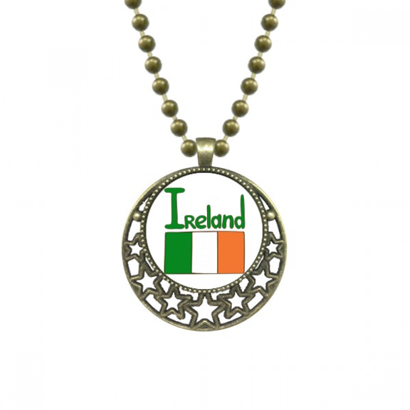 ireland national flag green pattern pendant star necklmoon chain jewelry