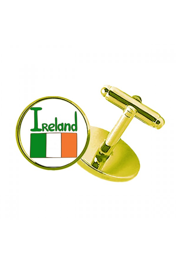 ireland national flag green pattern studded business metal cufflinks en