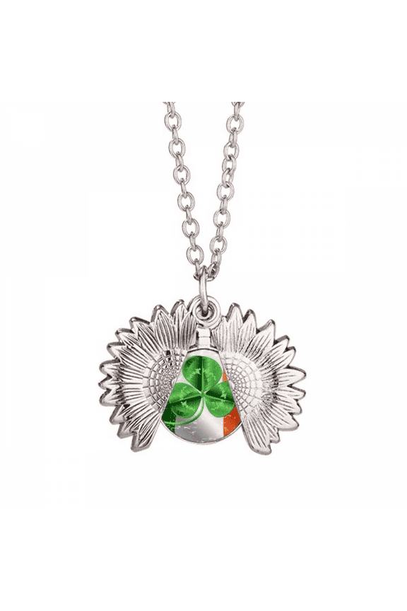 ireland national flag green sunflower necklace pendant locket jewelry
