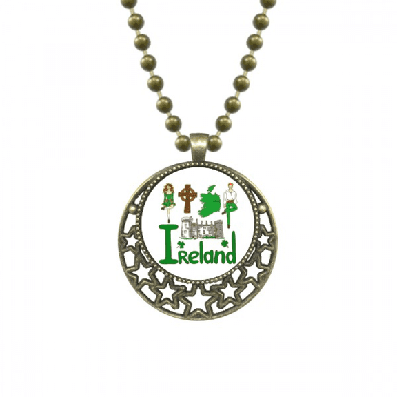 ireland national symbol landmark pattern pendant star necklmoon chain jewelry