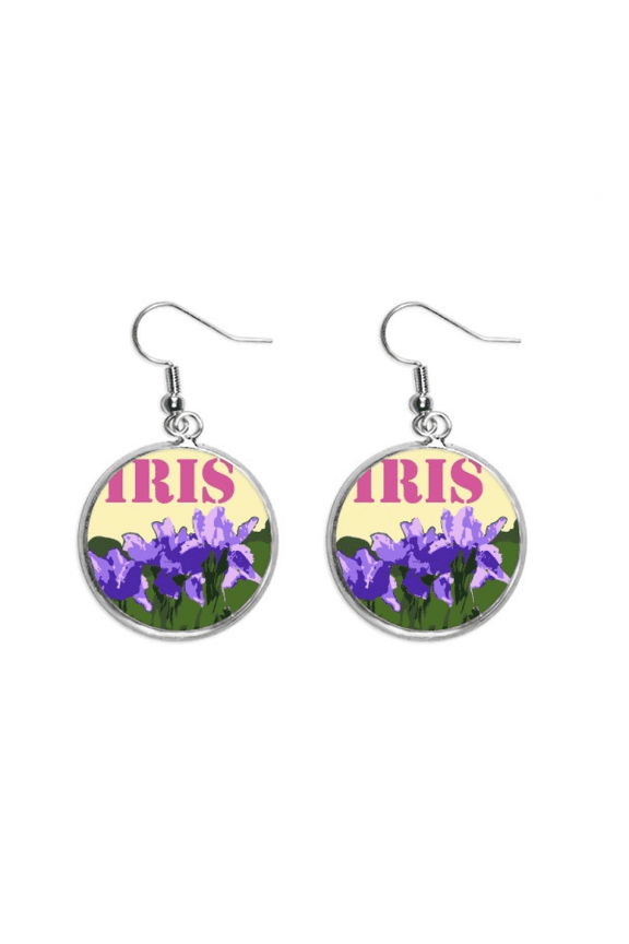 iris france eu flower ear dangle silver drop ear jewelry woman
