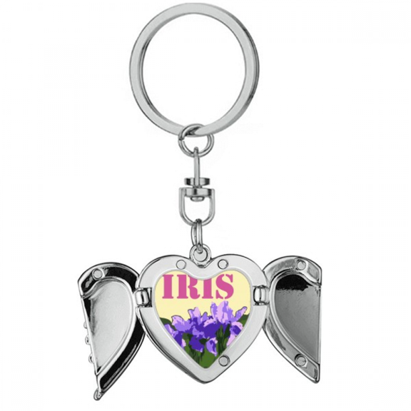 iris france eu flower heart angel wing key chain holder