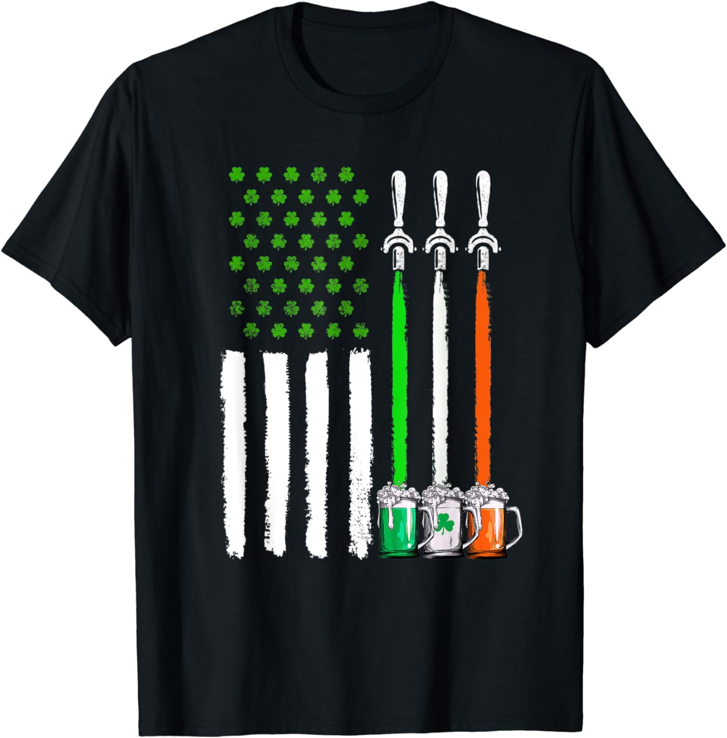 irish beer american flag ireland flag shamrock patricks day T-Shirt ...