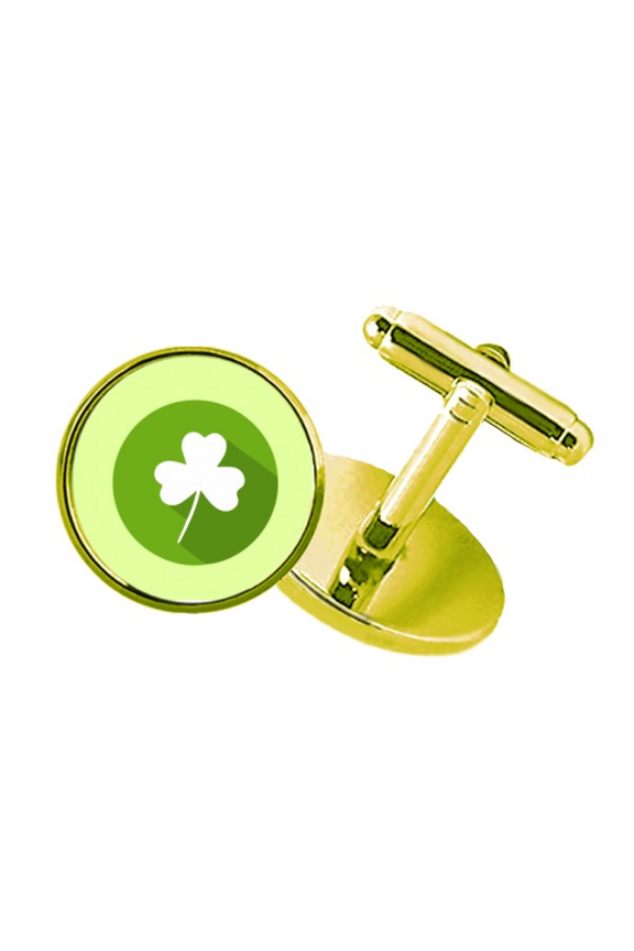 irish national day green studded business metal cufflinks en