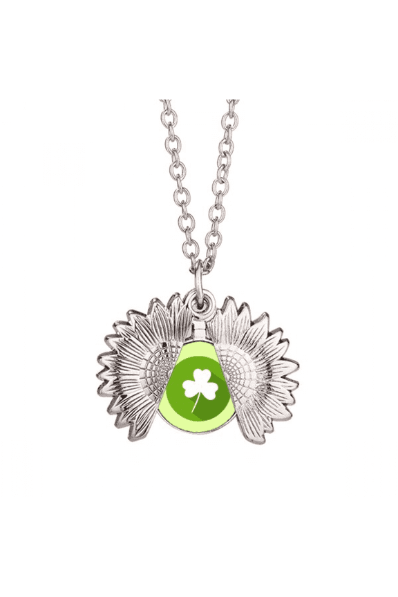 irish national day green sunflower necklace pendant locket jewelry